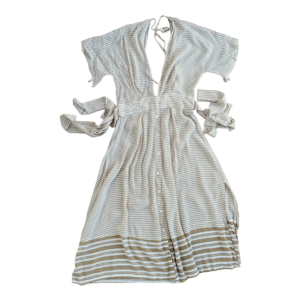 Faithfull the Brand Mustang Midi Dress in Camp Cove Stripe - US 4 - Picture 8 of 13